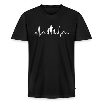 Vater mit zwei Söhnen Papa und Sohn Geschenk Papa - Männer Premium Bio T-Shirt mit V-Ausschnitt - Schwarz - Vorne - Nico (187cm)