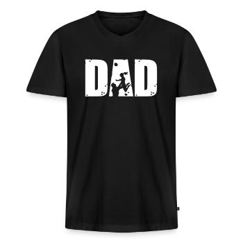 père et fille t-shirt papa fille - T-shirt encolure en V Premium bio Homme - noir - Devant - Nico (187cm)