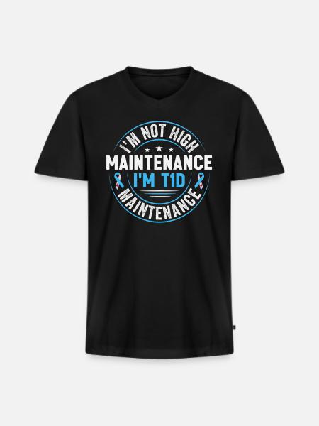 Diabetes Jag är lättskött med typ 1 - Ekologisk premium-T-shirt med V-ringning herr - svart
