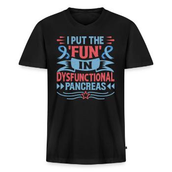 I Put The Fun In Dysfunctional Pancreas - Men's Premium Organic T-shirt with V-neck - black - Front - Nico (187cm)