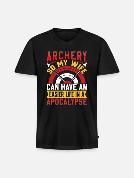Funny Archery Saying - Apocalypse - Men's Premium Organic T-shirt with V-neck - black