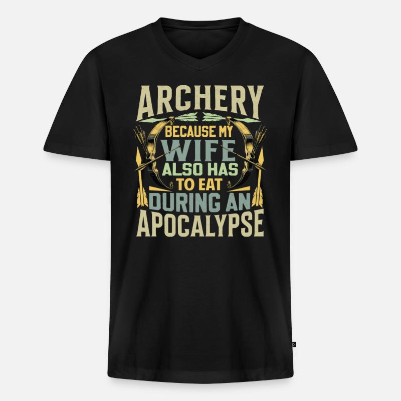 Lustiger Bogenschießen Spruch - Apokalypse - Männer Premium Bio T-Shirt mit V-Ausschnitt - Schwarz