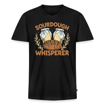 Lovers of bread baking, - Men's Premium Organic T-shirt with V-neck - black - Front - Nico (187cm)