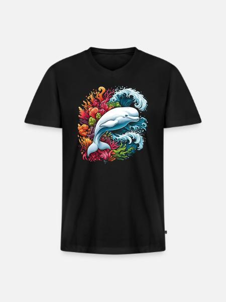 Beluga-wal-ketologe Meeressäugetier Marine - Männer Premium Bio T-Shirt mit V-Ausschnitt - Schwarz