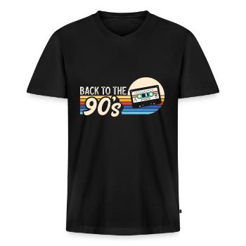 90er Jahre 90s Retro Geschenk - Männer Premium Bio T-Shirt mit V-Ausschnitt - Schwarz - Vorne - Nico (187cm)