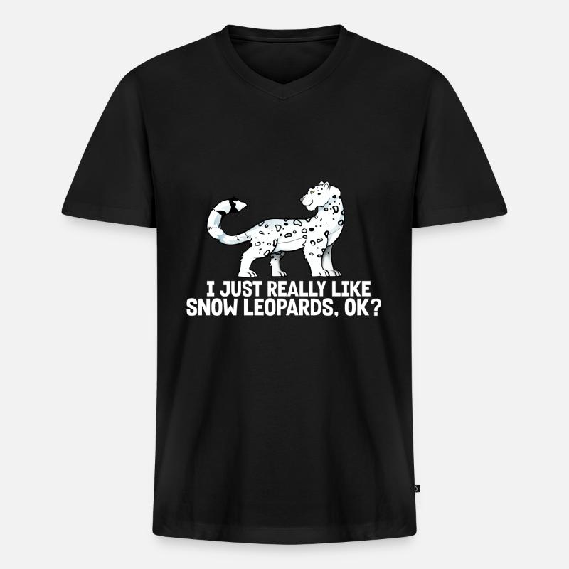 Schneeleopard - Männer Premium Bio T-Shirt mit V-Ausschnitt - Schwarz