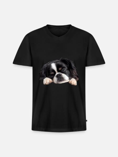 Japanese Chin - Men's Premium Organic T-shirt with V-neck - black