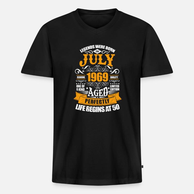 Juli 1969 - Männer Premium Bio T-Shirt mit V-Ausschnitt - Schwarz