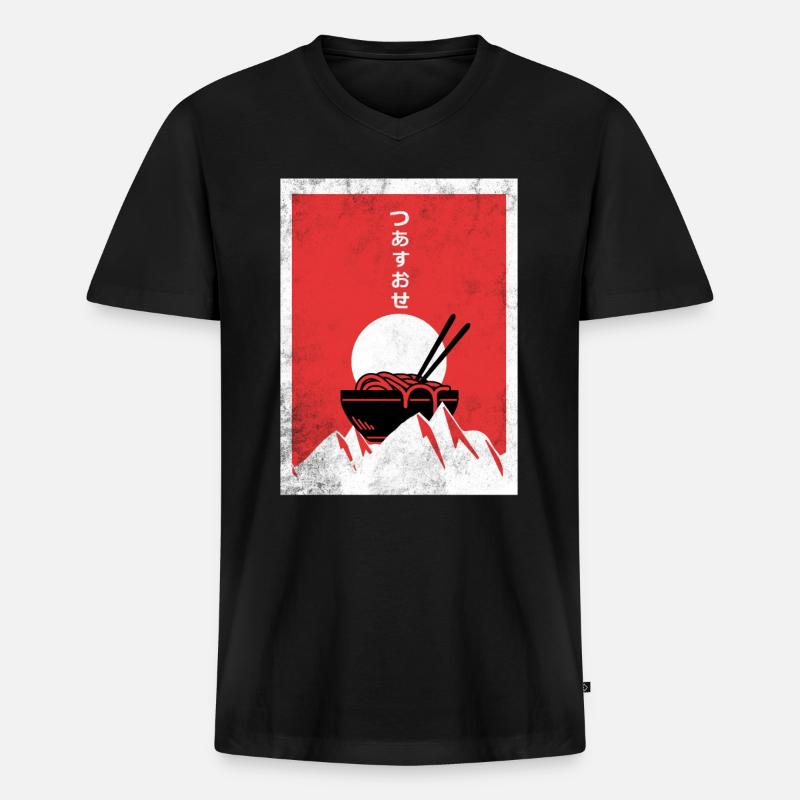 Ramen - Männer Premium Bio T-Shirt mit V-Ausschnitt - Schwarz