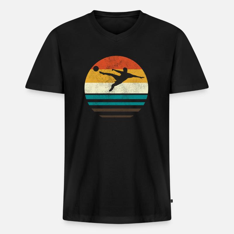 Fussball - Männer Premium Bio T-Shirt mit V-Ausschnitt - Schwarz