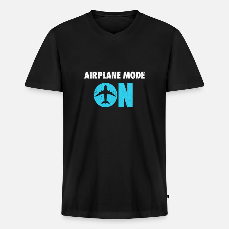 Flug - Männer Premium Bio T-Shirt mit V-Ausschnitt - Schwarz