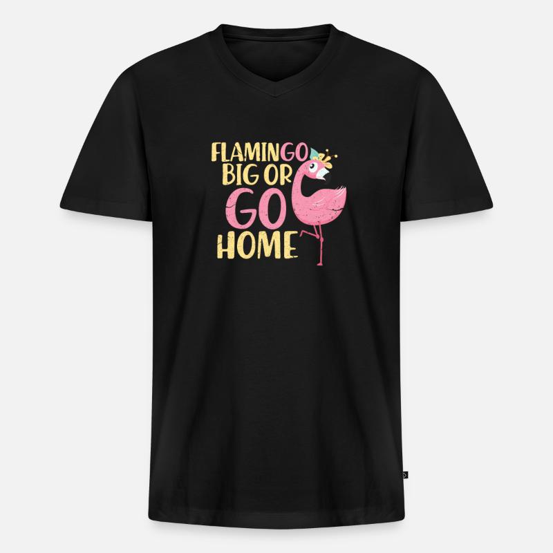 Flamingo - Männer Premium Bio T-Shirt mit V-Ausschnitt - Schwarz