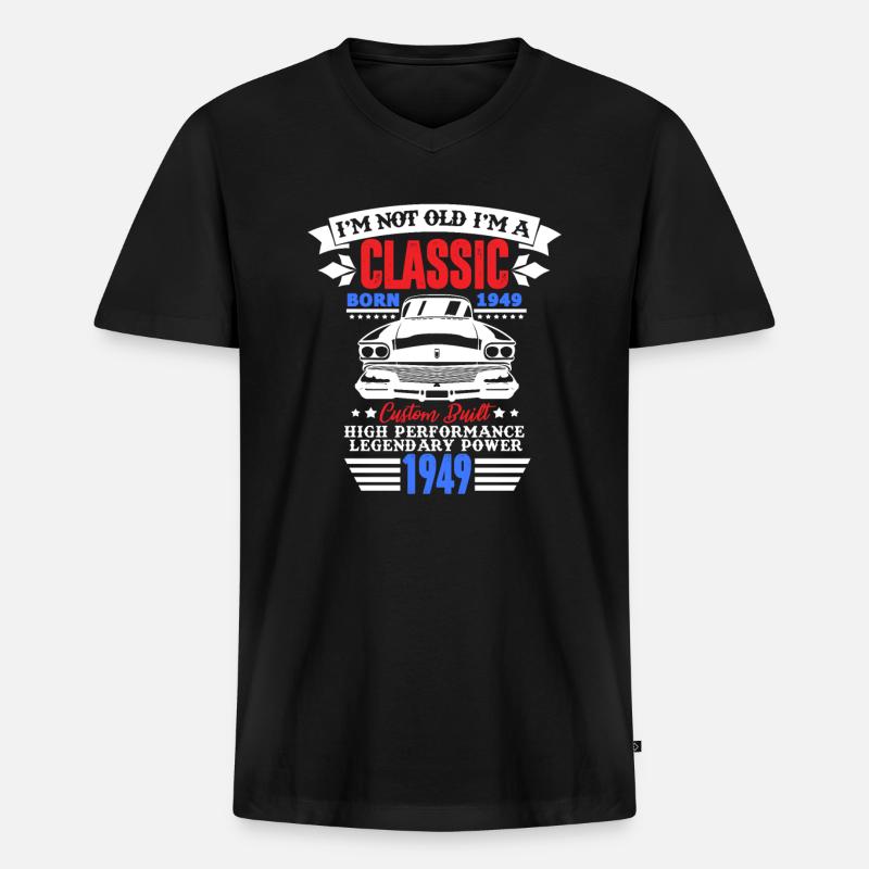 1949 - Männer Premium Bio T-Shirt mit V-Ausschnitt - Schwarz