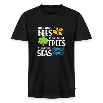 Protection de la nature Protection de l’environnement Nature Abeilles Cadeau - T-shirt encolure en V Premium bio Homme - noir - Devant - Nico (187cm)