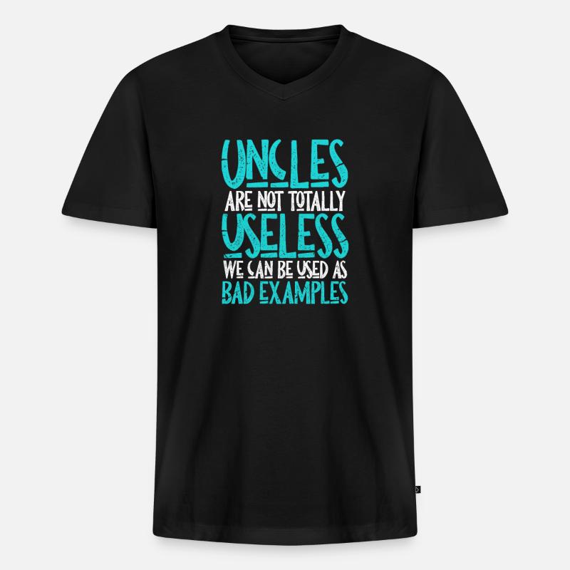 Onkel - Männer Premium Bio T-Shirt mit V-Ausschnitt - Schwarz
