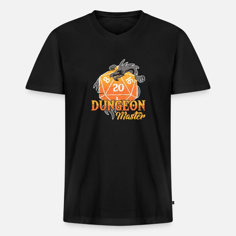 D20 - Männer Premium Bio T-Shirt mit V-Ausschnitt - Schwarz