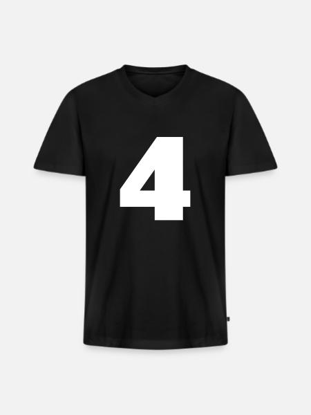 Nummer 4 Großbuchstaben Monogramm - Männer Premium Bio T-Shirt mit V-Ausschnitt - Schwarz