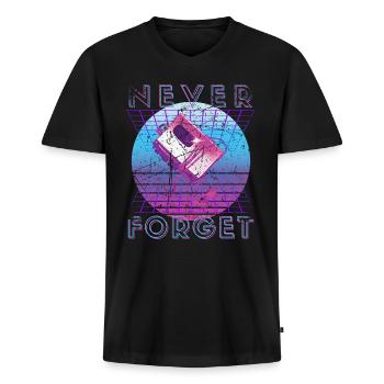Never Forget Retro 80s 90s Nostalgia - Men's Premium Organic T-shirt with V-neck - black - Front - Nico (187cm)