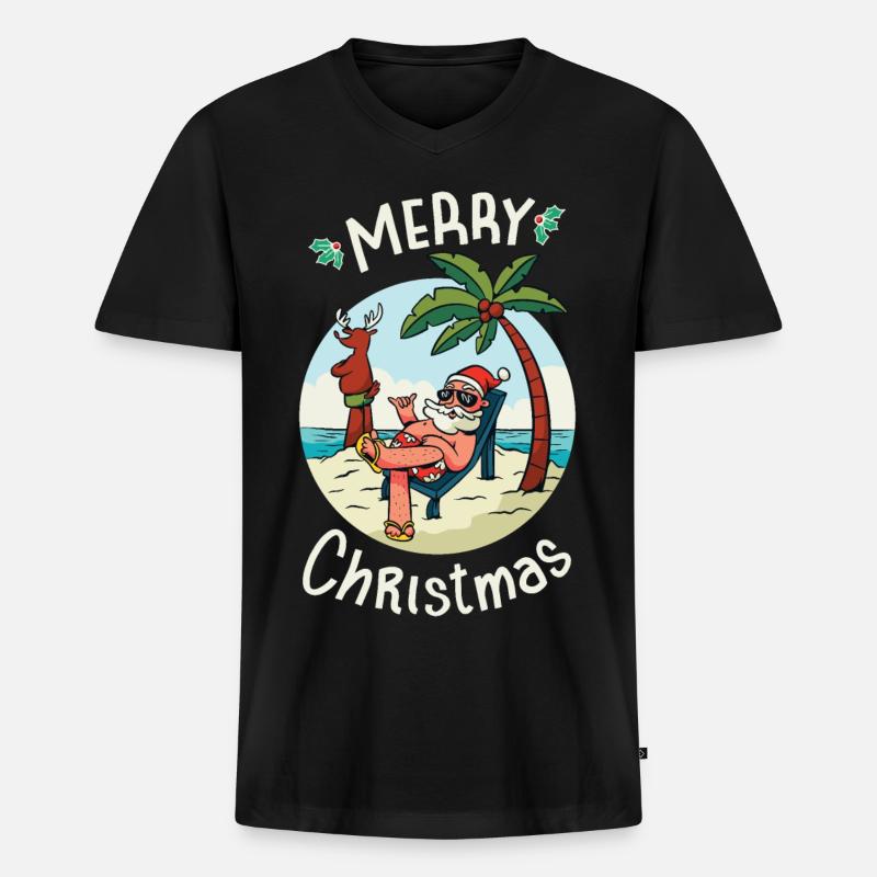 Weihnachten im Juli - Männer Premium Bio T-Shirt mit V-Ausschnitt - Schwarz