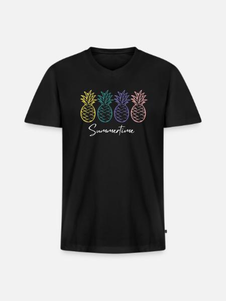 Summertime Summer Shirt Women Men - Men's Premium Organic T-shirt with V-neck - black