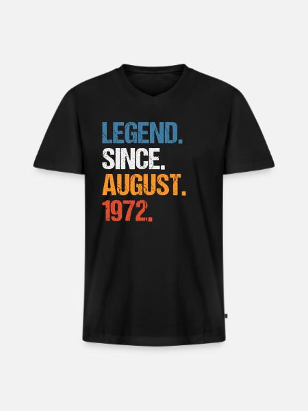 Legend Since August 1972 Birthday - Men's Premium Organic T-shirt with V-neck - black