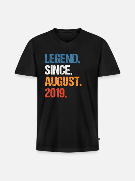 Legend Since August 2019 Birthday - Men's Premium Organic T-shirt with V-neck - black