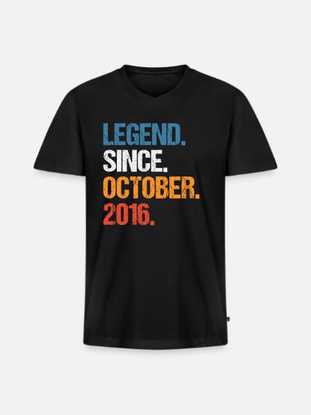 Legend Since October 2016 Birthday - Men's Premium Organic T-shirt with V-neck - black