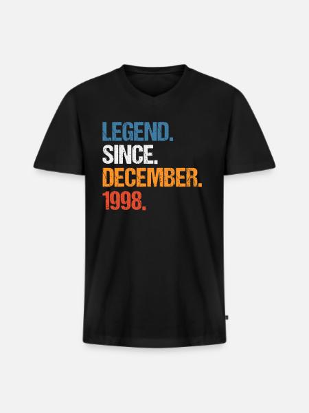 Legend Since December 1998 Birthday - Men's Premium Organic T-shirt with V-neck - black