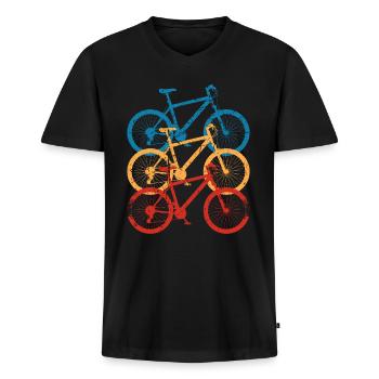 Radfahrer Lustiges Vintage Fahrrad Radfahrer - Männer Premium Bio T-Shirt mit V-Ausschnitt - Schwarz - Vorne - Nico (187cm)