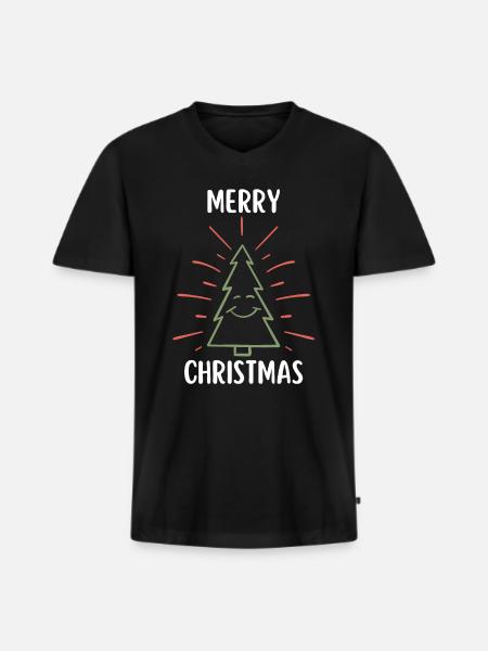 Merry Christmas Funny Christmas Shirt - Men's Premium Organic T-shirt with V-neck - black
