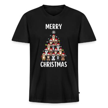Merry Christmas Lustiges Weihnachtsshirt - Männer Premium Bio T-Shirt mit V-Ausschnitt - Schwarz - Vorne - Nico (187cm)