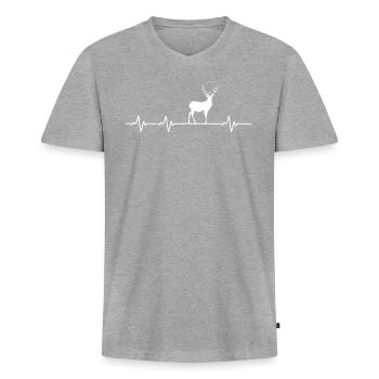 Herzschlag Weihnachten Weihnachtsdekoration - Männer Premium Bio T-Shirt mit V-Ausschnitt - Grau meliert - Vorne