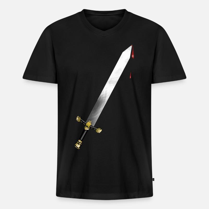 Schwert mit Blut - Männer Premium Bio T-Shirt mit V-Ausschnitt - Schwarz