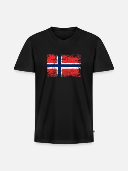 Norway Norwegian flag flag - Men's Premium Organic T-shirt with V-neck - black