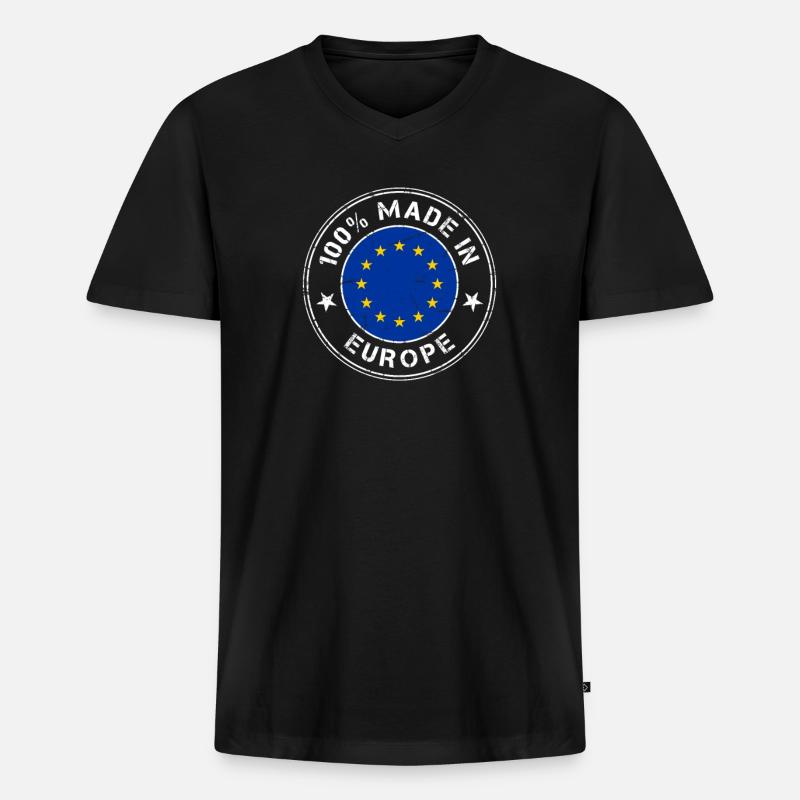 Europa EU - Männer Premium Bio T-Shirt mit V-Ausschnitt - Schwarz