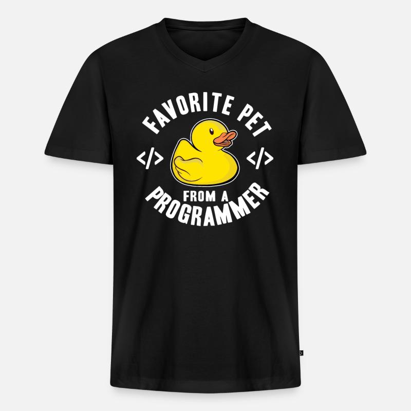 Programmeurs Canard Programmation Debugging Drôle - T-shirt encolure en V Premium bio Homme - noir