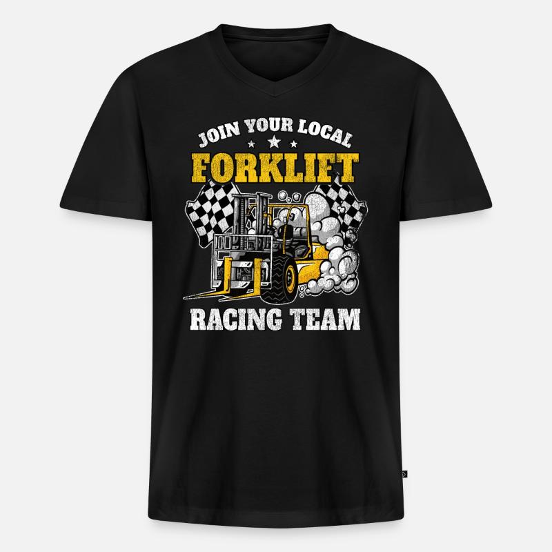 Lustig Gabelstapler Geschenk Staplerfahrer Lager - Männer Premium Bio T-Shirt mit V-Ausschnitt - Schwarz
