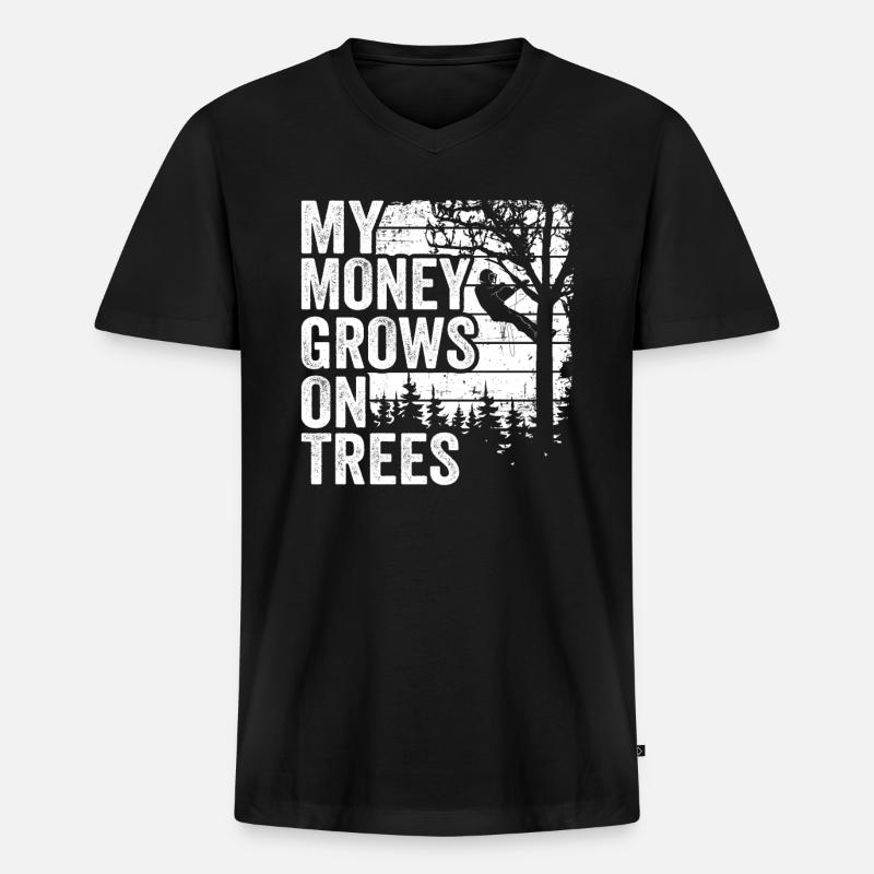 Baumpfleger Baumkletterer Geschenk Holzfäller - Männer Premium Bio T-Shirt mit V-Ausschnitt - Schwarz