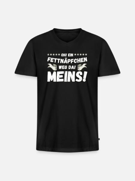 Oh ein Fettnäpchen - Männer Premium Bio T-Shirt mit V-Ausschnitt - Schwarz