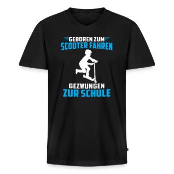geboren zum scooter fahren gezwungen zur schule - Männer Premium Bio T-Shirt mit V-Ausschnitt - Schwarz - Vorne - Nico (187cm)