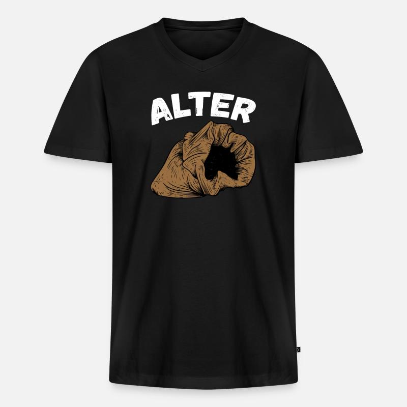 Alter Sack - Männer Premium Bio T-Shirt mit V-Ausschnitt - Schwarz