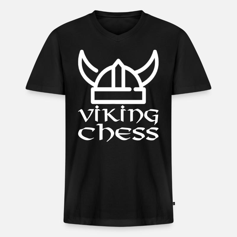 Viking Chess - Männer Premium Bio T-Shirt mit V-Ausschnitt - Schwarz