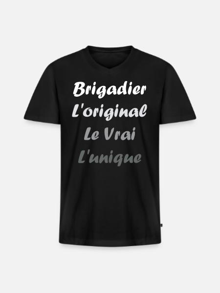 brigadier - T-shirt encolure en V Premium bio Homme - noir