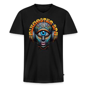 MIXMASTER BPM - Cool Cyclops with Headphones! - Men's Premium Organic T-shirt with V-neck - black - Front - Nico (187cm)