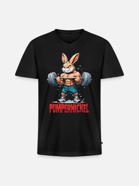 Pumpernickel - Rabbit in strength training - Men's Premium Organic T-shirt with V-neck - black