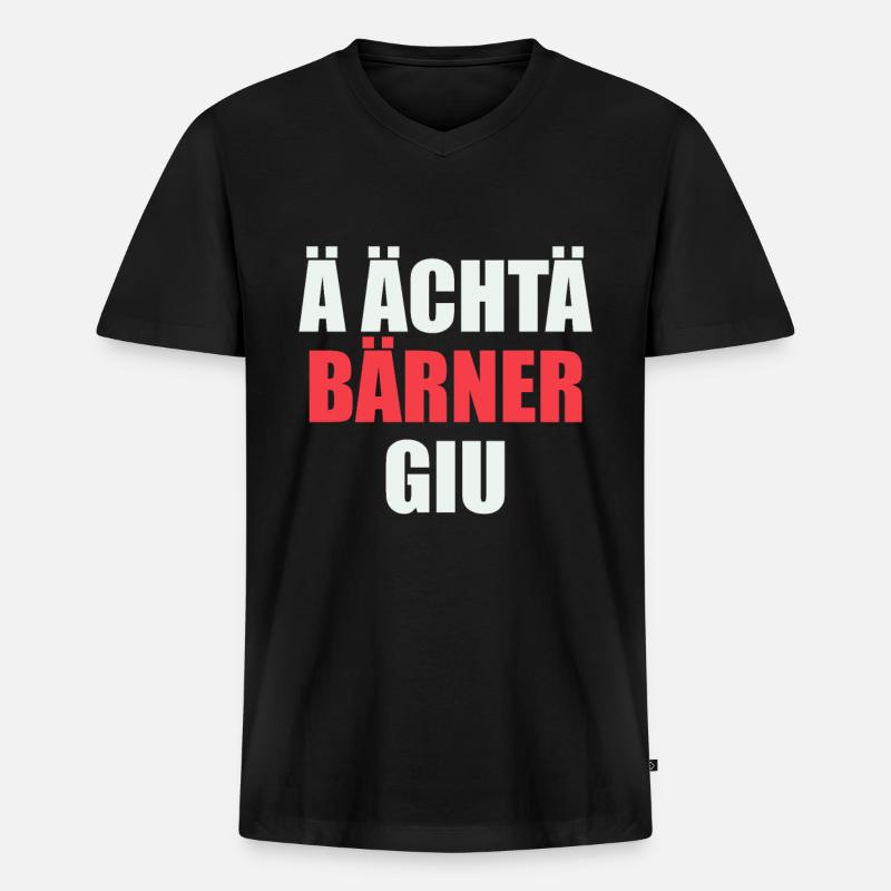 Berndeutsch Spruch - Männer Premium Bio T-Shirt mit V-Ausschnitt - Schwarz
