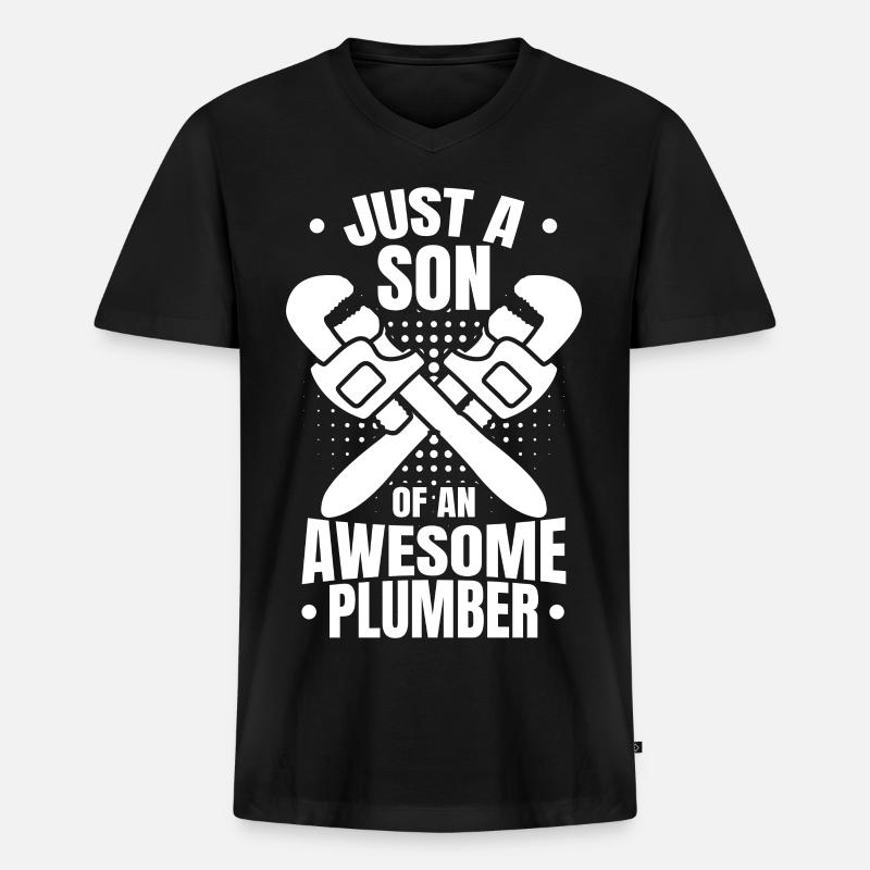 Klempner Junge - Männer Premium Bio T-Shirt mit V-Ausschnitt - Schwarz