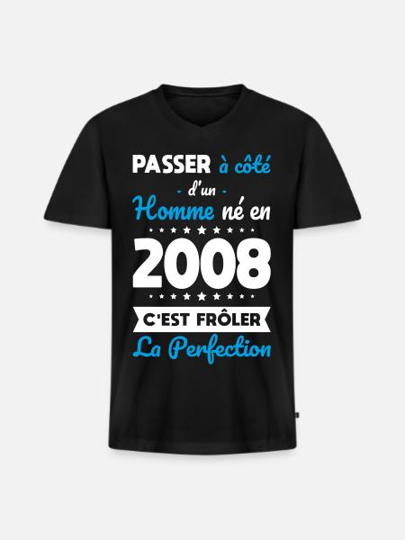 Geboren 2008 – Perfektion nahe - Männer Premium Bio T-Shirt mit V-Ausschnitt - Schwarz