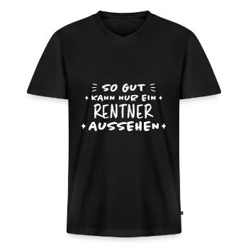 Rentner Lustiger Spruch Rente Ruhestand Geschenk - Männer Premium Bio T-Shirt mit V-Ausschnitt - Schwarz - Vorne - Nico (187cm)