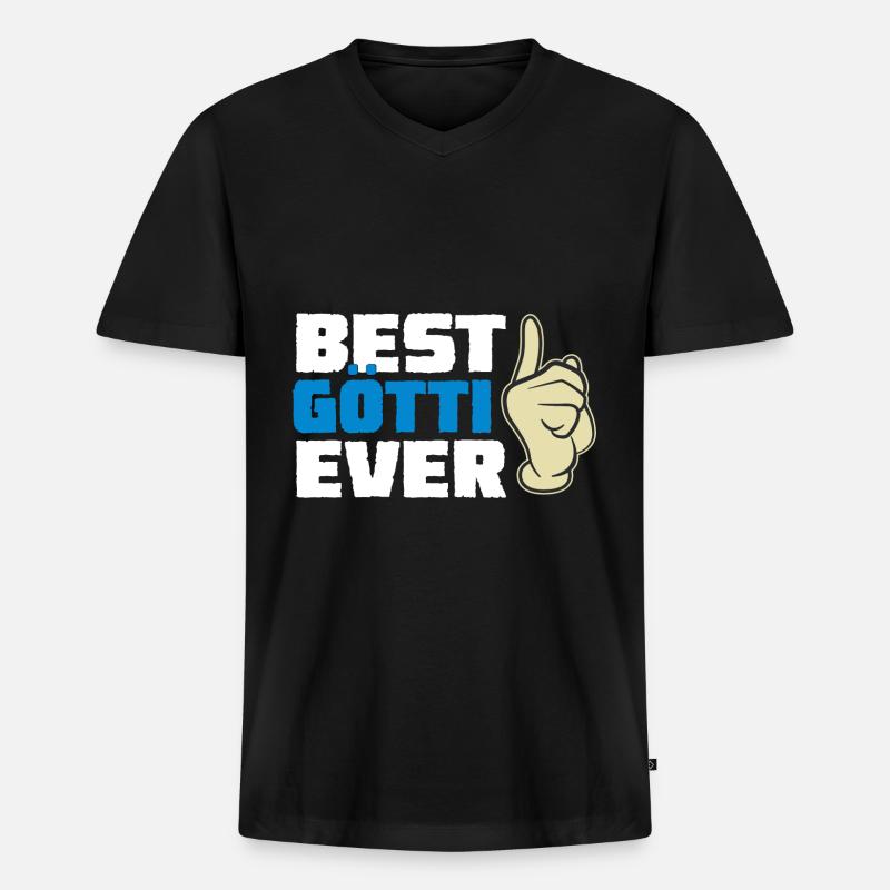 Best Götti Ever Götti - Männer Premium Bio T-Shirt mit V-Ausschnitt - Schwarz